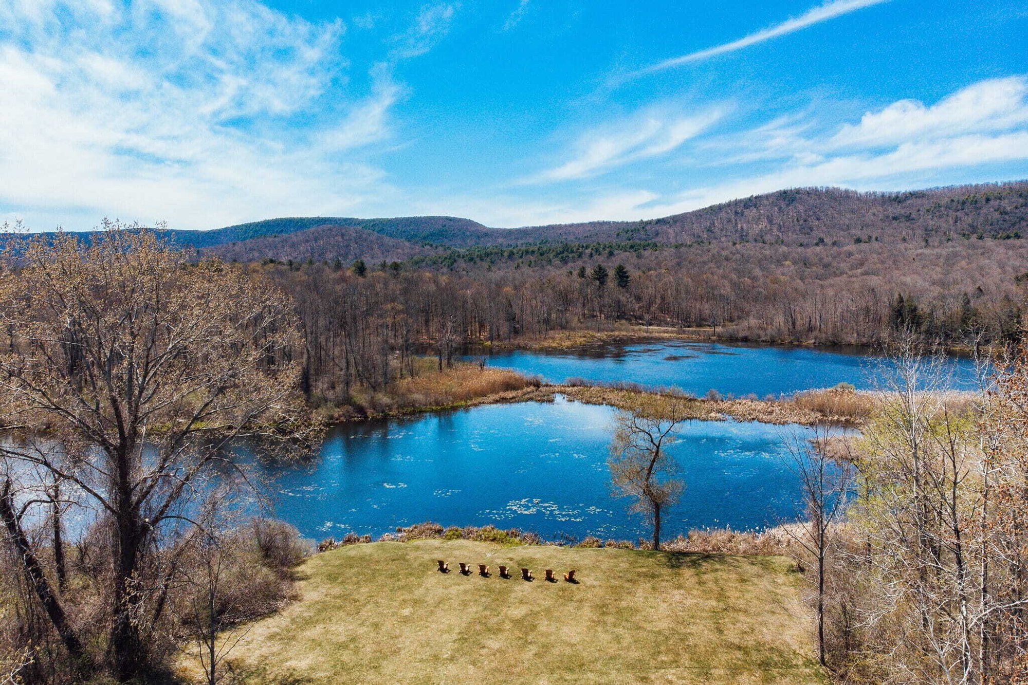 Drone picture of the backyard of the yankee inn